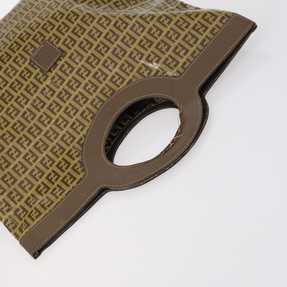 FENDI Zucchino Canvas Bag Enamel 2Set Brown Auth ti3463