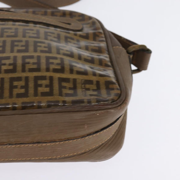 FENDI Zucchino Canvas Shoulder Bag Coated Canvas Beige Auth ti3464