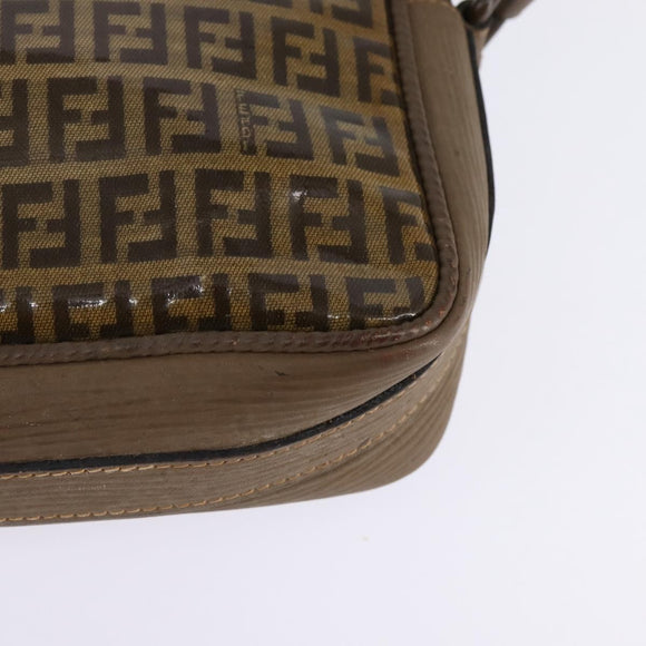 FENDI Zucchino Canvas Shoulder Bag Coated Canvas Beige Auth ti3464