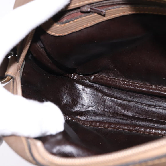 FENDI Zucchino Canvas Shoulder Bag Coated Canvas Beige Auth ti3464