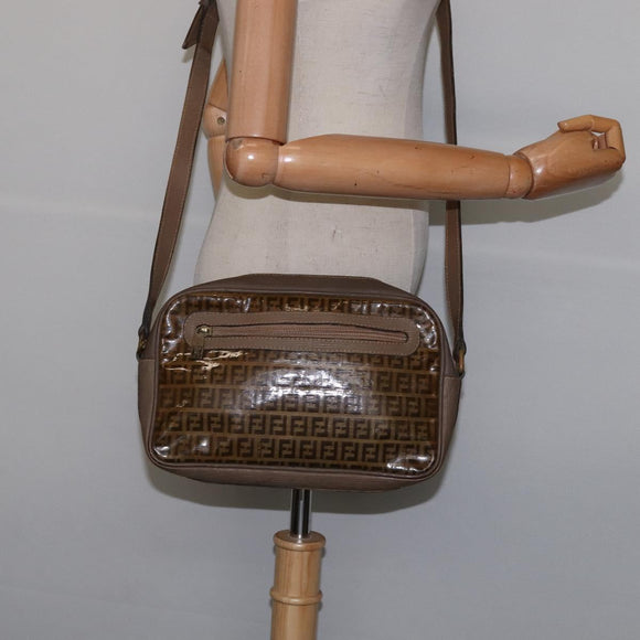 FENDI Zucchino Canvas Shoulder Bag Coated Canvas Beige Auth ti3464