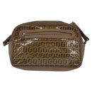FENDI Zucchino Canvas Shoulder Bag Coated Canvas Beige Auth ti3464-2