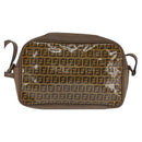 FENDI Zucchino Canvas Shoulder Bag Coated Canvas Beige Auth ti3464-3