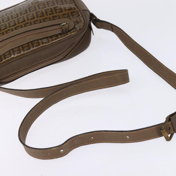 FENDI Zucchino Canvas Shoulder Bag Coated Canvas Beige Auth ti3464