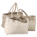 CHANEL New Travel Line Tote Bag Nylon 3 Set Pink Beige CC Auth ti3465-1