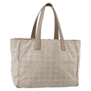 CHANEL New Travel Line Tote Bag Nylon Beige Gold CC Auth ti3466-1