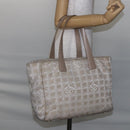 CHANEL New Travel Line Tote Bag Nylon Beige Gold CC Auth ti3466-22