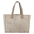 CHANEL New Travel Line Tote Bag Nylon Beige Gold CC Auth ti3466-2