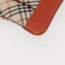 BURBERRY Nova Check Shoulder Bag Canvas Leather Beige Orange Silver Auth ti3467-9