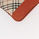BURBERRY Nova Check Shoulder Bag Canvas Leather Beige Orange Silver Auth ti3467-15
