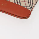 BURBERRY Nova Check Shoulder Bag Canvas Leather Beige Orange Silver Auth ti3467-16