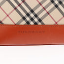 BURBERRY Nova Check Shoulder Bag Canvas Leather Beige Orange Silver Auth ti3467-17