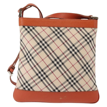 BURBERRY Nova Check Shoulder Bag Canvas Leather Beige Orange Silver Auth ti3467 - 0