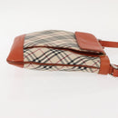 BURBERRY Nova Check Shoulder Bag Canvas Leather Beige Orange Silver Auth ti3467-3