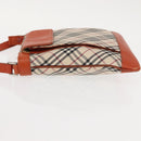 BURBERRY Nova Check Shoulder Bag Canvas Leather Beige Orange Silver Auth ti3467-4