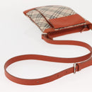 BURBERRY Nova Check Shoulder Bag Canvas Leather Beige Orange Silver Auth ti3467-7