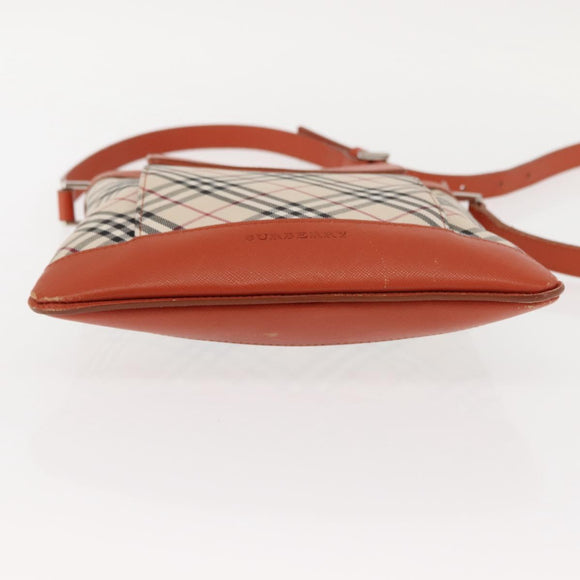 BURBERRY Nova Check Shoulder Bag Canvas Leather Beige Orange Silver Auth ti3467