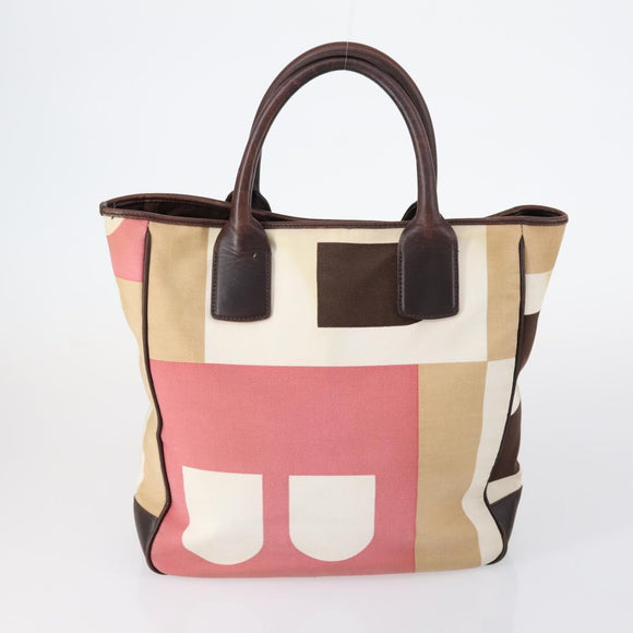 BALLY Tote Bag Leather Canvas 4 Set Red Beige cream Auth ti3468