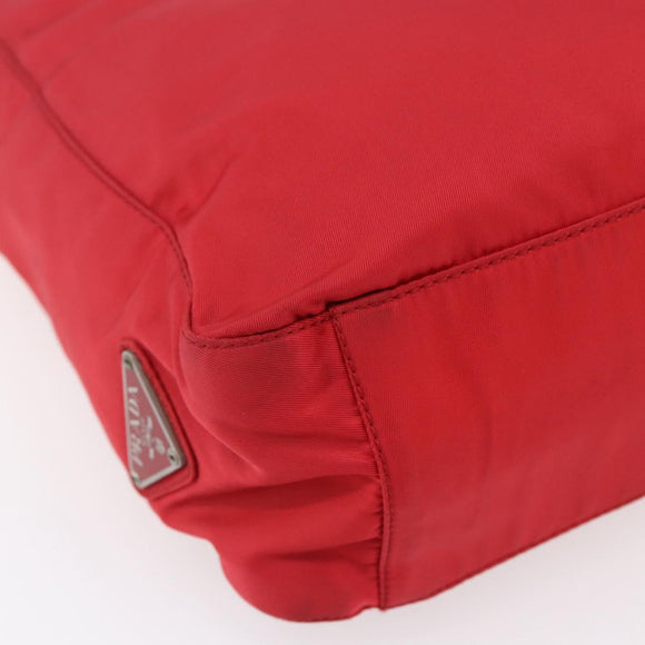 PRADA Tote Bag Nylon Red Silver Auth ti3470