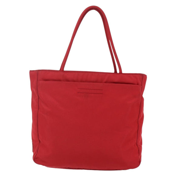 PRADA Tote Bag Nylon Red Silver Auth ti3470