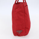 PRADA Tote Bag Nylon Red Silver Auth ti3470-3