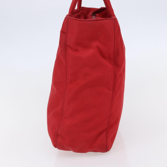 PRADA Tote Bag Nylon Red Silver Auth ti3470