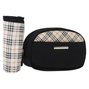 BURBERRY Nova Check Handkerchief Pouch Nylon 2 Set Black Beige Auth ti3471