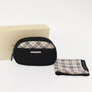 BURBERRY Nova Check Handkerchief Pouch Nylon 2 Set Black Beige Auth ti3471-12