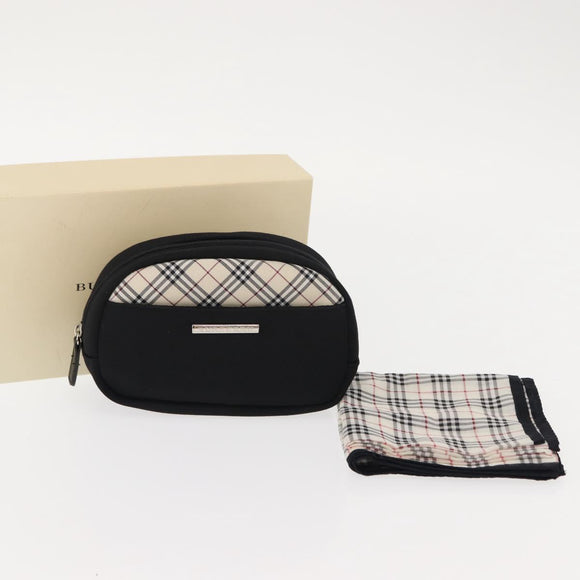BURBERRY Nova Check Handkerchief Pouch Nylon 2 Set Black Beige Auth ti3471