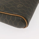 Christian Dior Honeycomb Canvas Shoulder Bag PVC Gray Gold Auth ti3472-9