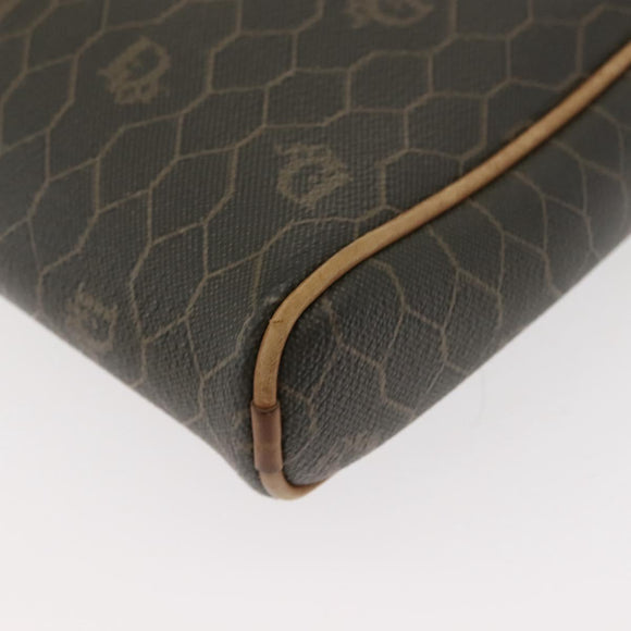 Christian Dior Honeycomb Canvas Shoulder Bag PVC Gray Gold Auth ti3472