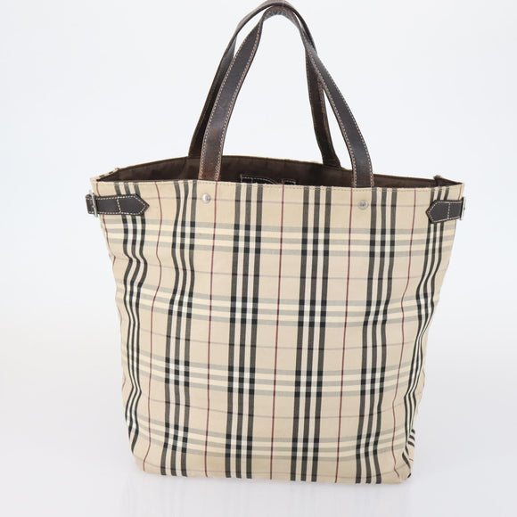 BURBERRY Nova Check Blue Label Tote Bag Canvas 3 Set Beige Auth ti3475