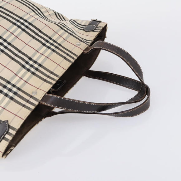 BURBERRY Nova Check Blue Label Tote Bag Canvas 3 Set Beige Auth ti3475