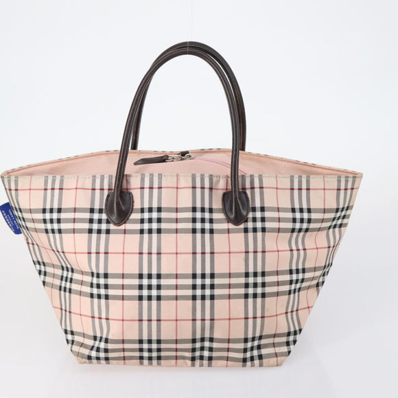 BURBERRY Nova Check Blue Label Bag Nylon 3 Set Beige Blue Bink Auth ti3477