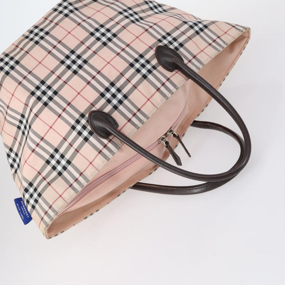 BURBERRY Nova Check Blue Label Bag Nylon 3 Set Beige Blue Bink Auth ti3477