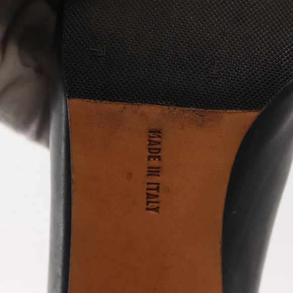 Salvatore Ferragamo Pumps Leather Black Gold Auth ti3478