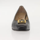 Salvatore Ferragamo Pumps Leather Black Gold Auth ti3478-12