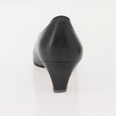 Salvatore Ferragamo Pumps Leather Black Gold Auth ti3478-13