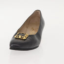 Salvatore Ferragamo Pumps Leather Black Gold Auth ti3478-22