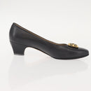 Salvatore Ferragamo Pumps Leather Black Gold Auth ti3478-24