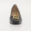 Salvatore Ferragamo Pumps Leather Black Gold Auth ti3478-31