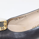 Salvatore Ferragamo Pumps Leather Black Gold Auth ti3478-39