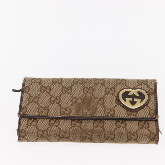 GUCCI GG Canvas Wallet 2Set Beige Auth ti3479