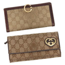 GUCCI GG Canvas Wallet 2Set Beige Auth ti3479-1