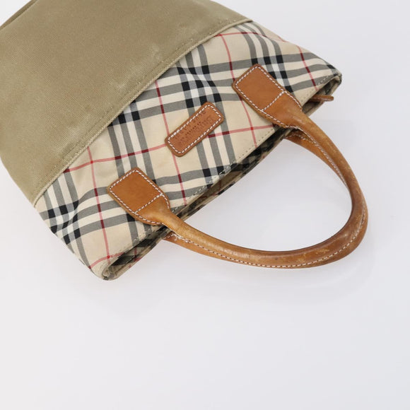 BURBERRY Nova Check Black Blue Label Bag Nylon Canvas 3 Set Brown Auth ti3481