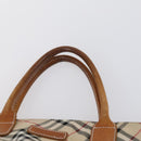 BURBERRY Nova Check Black Blue Label Bag Nylon Canvas 3 Set Brown Auth ti3481-13