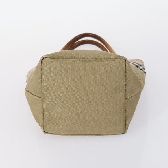 BURBERRY Nova Check Black Blue Label Bag Nylon Canvas 3 Set Brown Auth ti3481