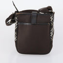 BURBERRY Nova Check Black Blue Label Bag Nylon Canvas 3 Set Brown Auth ti3481-17