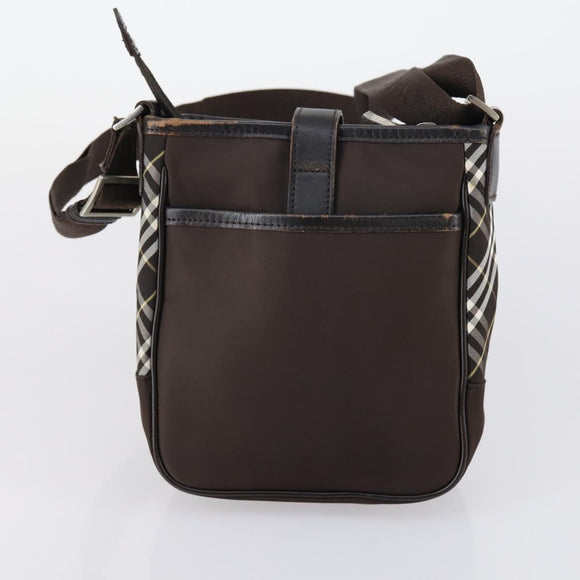 BURBERRY Nova Check Black Blue Label Bag Nylon Canvas 3 Set Brown Auth ti3481