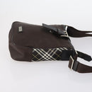 BURBERRY Nova Check Black Blue Label Bag Nylon Canvas 3 Set Brown Auth ti3481-18